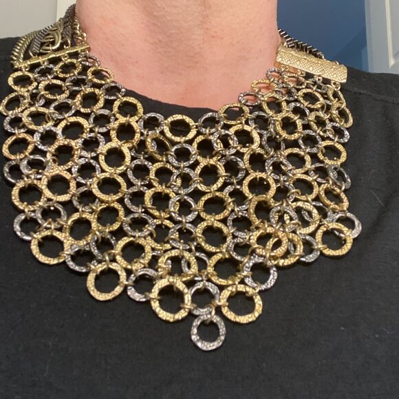 Bansri Statement Mixed Metal Bib Chain Necklace NEW - Picture 4 of 6